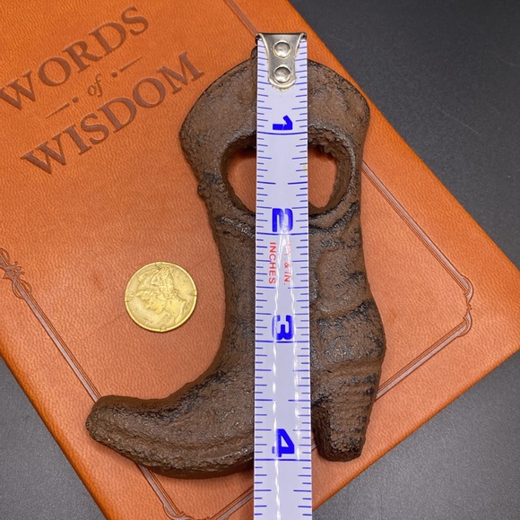 Rustic Western Longhorn Steer Cowboy Boot Cast Iron Bottle Cap Opener - Picture 8 of 8